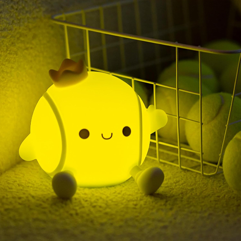 Table Tennis Touch - かわいいテニスナイトライトシリコン保育園用睡眠ランプタッチコントロールナイトライトUSB充電式テーブルランプ赤ちゃん子供用