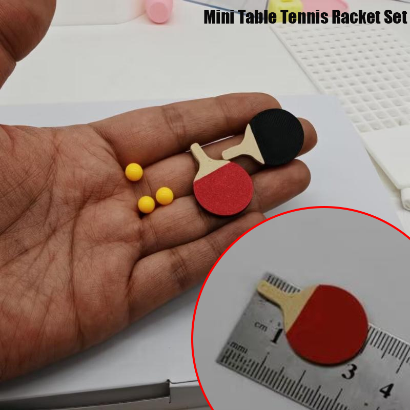 Table Tennis Animation - 1セットミニドールハウス装飾モデル、ミニ卓球ラケットセットモデル、撮影シーン小道具