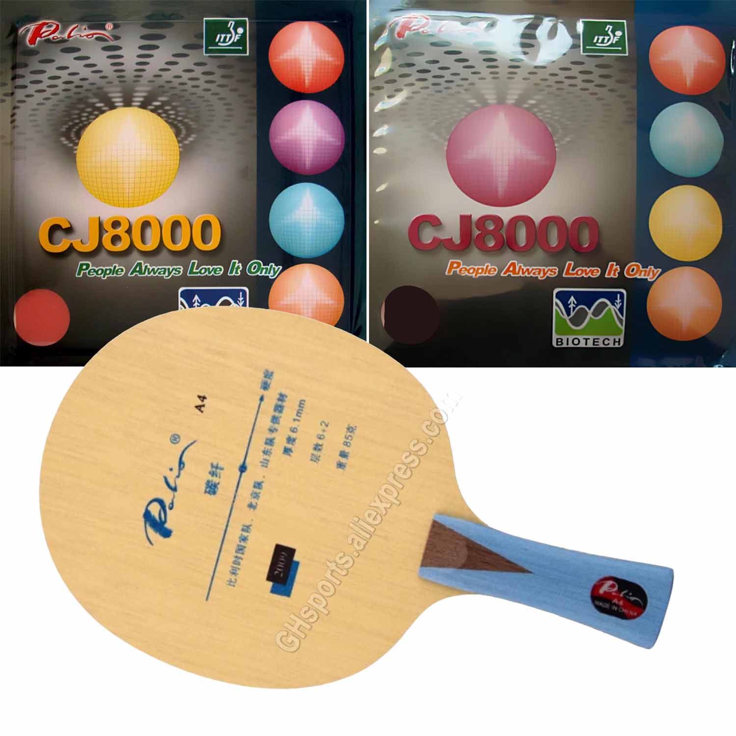 Table Tennis Grip Types - プロコンボラケット パリオA4 A4卓球ブレード（パリオCJ8000 BIOTECH H40-42およびBIOTECH 2サイドループタイプH36-38ラバー付き）