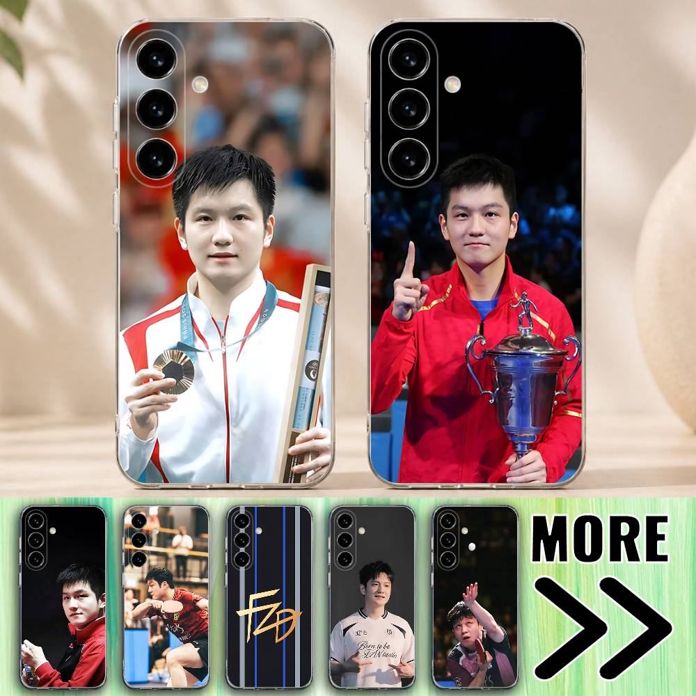 Table Tennis Animation - ファン・ジェンドン氏の卓球グランドスラムデザインのスマートフォンケース。対応機種：Samsung Galaxy A71、70、52、51、31、30、A30S、21S、A12、A10。透明カバー。