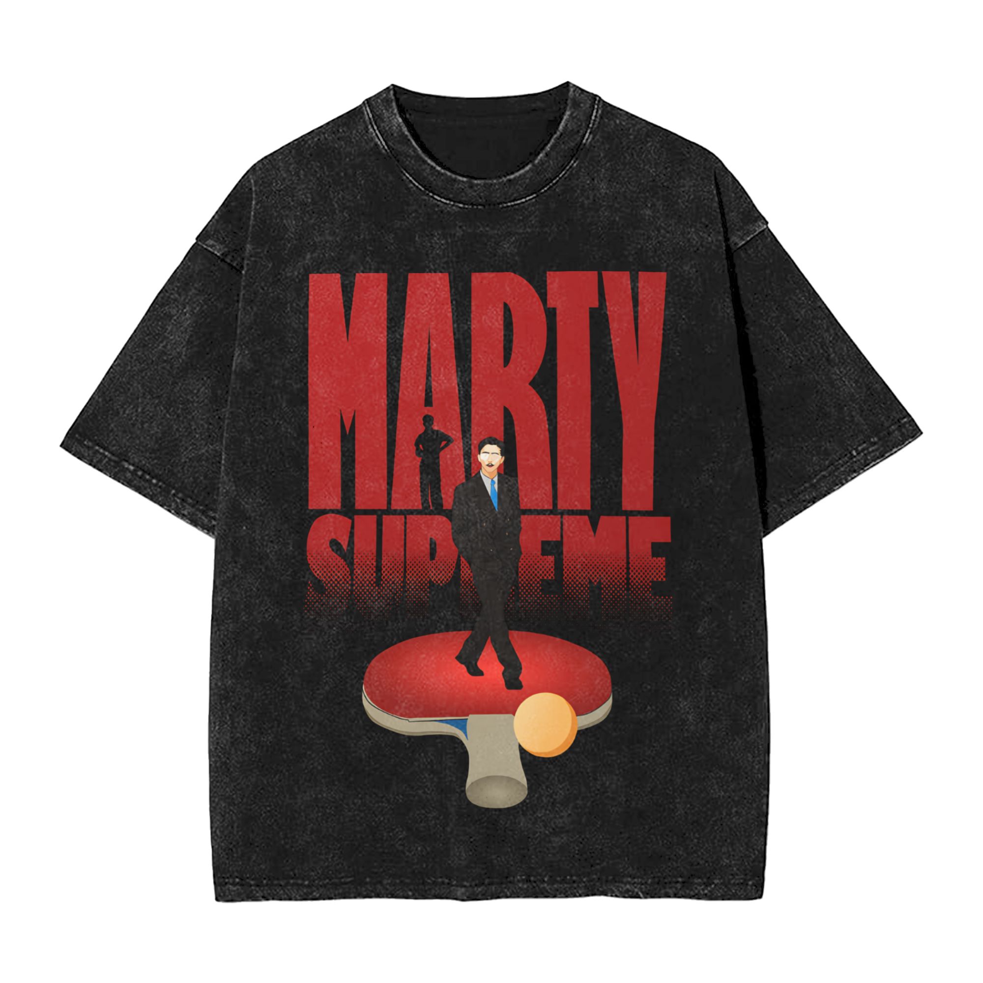 Table Tennis Marty Supreme - マーティー卓球ティモシー・シャラメ ヴィンテージウォッシュドTシャツ メンズ 100%コットン服 原宿マーティー・シュプリーム ラウンドネック
