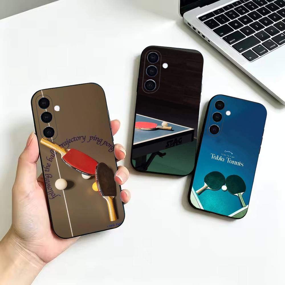 Table Tennis Animation - 卓球ラケット用ソフトブラックカバー、Samsung Galaxy A02S、A12、A22、A32、A42、A52、A21S、A31、A41、A51、A71、A72、A73、A30Sに適合