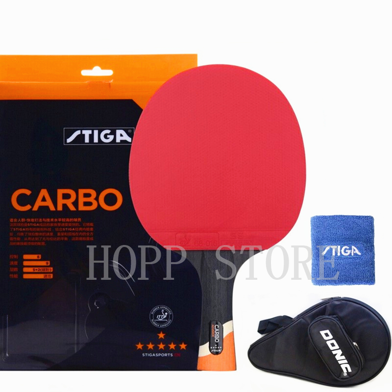 Table Tennis Kids - Stiga 6スターラケット攻勢プロカーボンにきびゴムオリジナルstiga卓球ラケットピンポンパドルバット