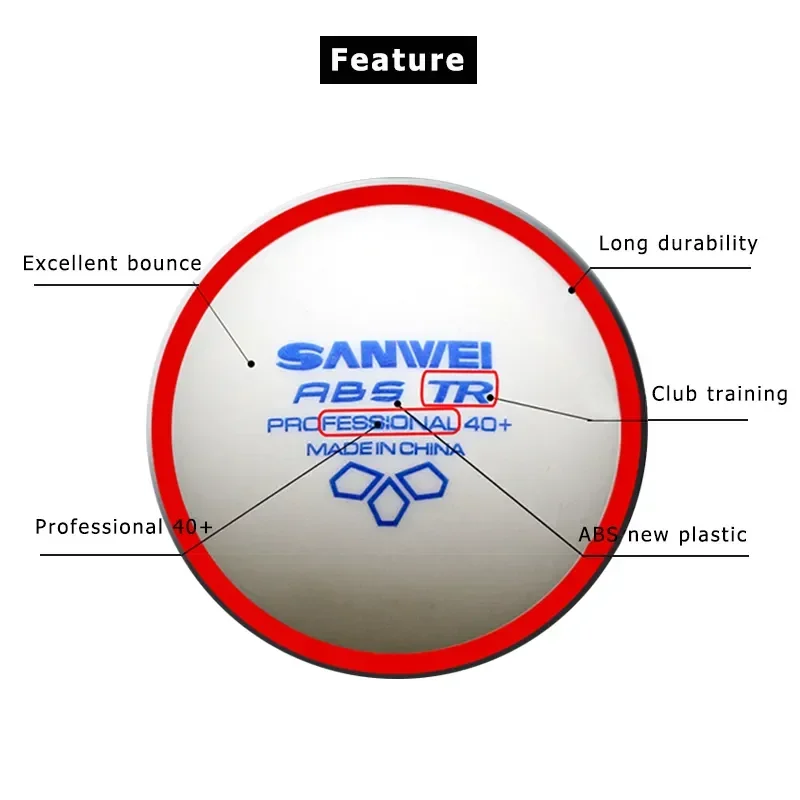 SANWEI-ABS TR 3スター卓球ボール、40+、トレ - Table Tennis How To Play のレビューと価格