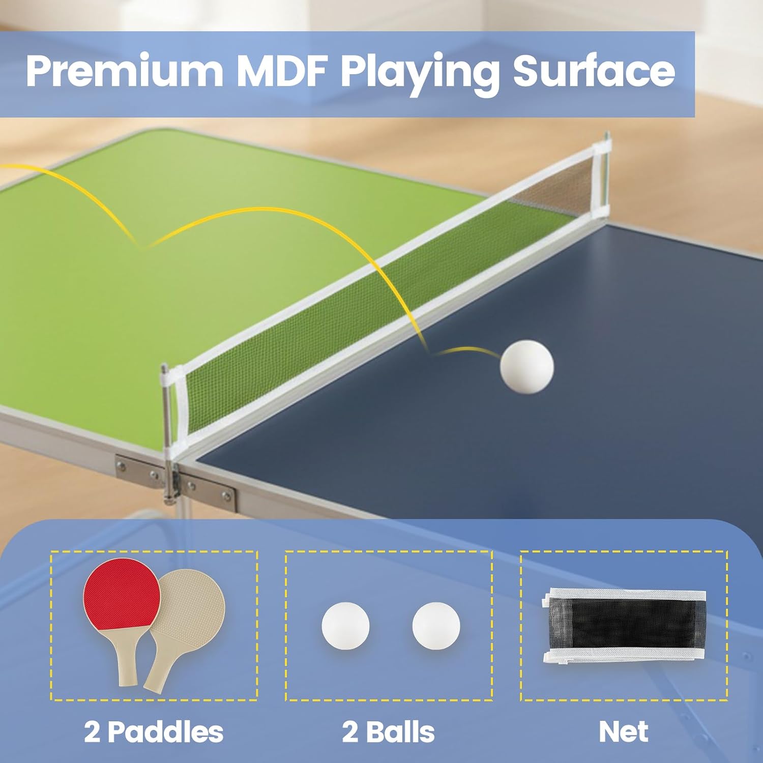 折りたたみ式卓球台 ネットとパドル付き、高さ調節可能なフレー - Table Tennis Net Height のレビューと価格