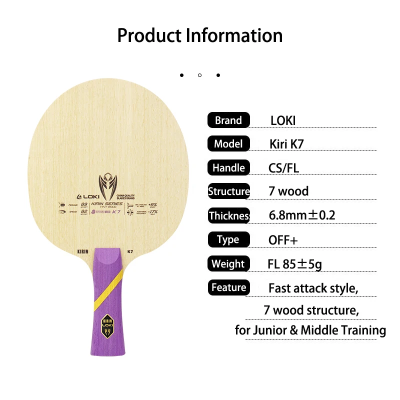 LOKI Kirin K5 K6 K7 テーブルテニスブレー - Table Tennis Touch のレビューと価格