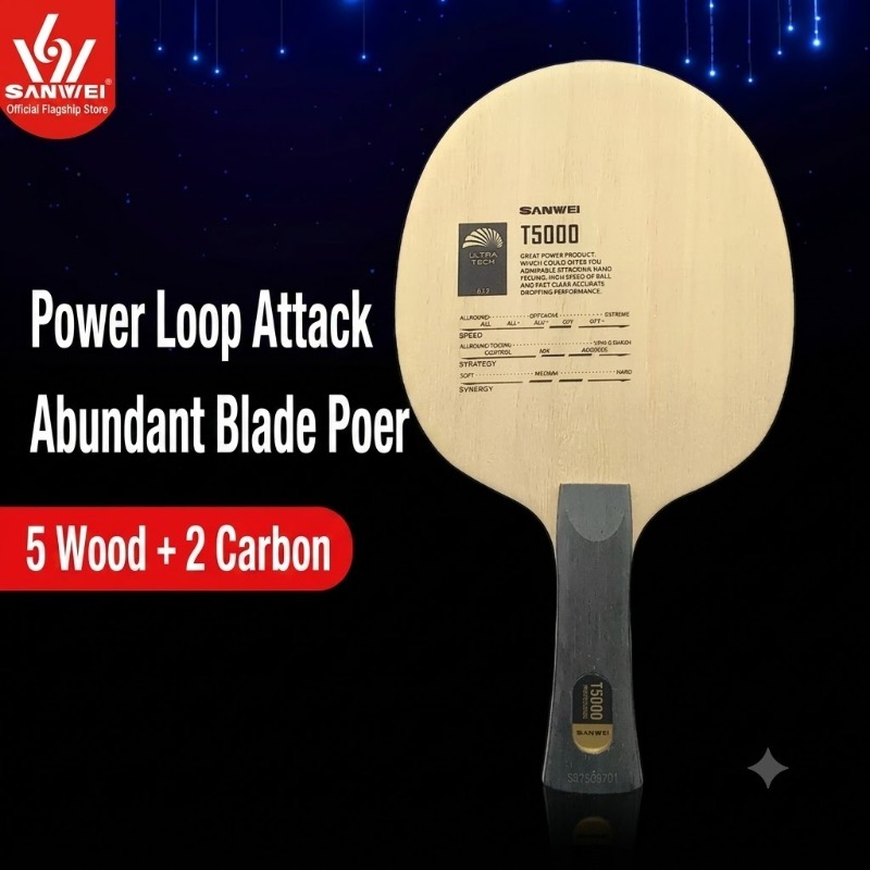SANWEI T5000 卓球ブレード、5枚の木製ウッドと2 - Table Tennis Intermediate Level のレビューと価格